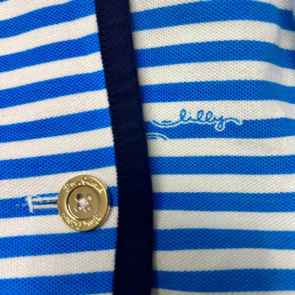 Lilly Pulitzer Blue & White Striped Blazer – Vintage Pink Tag, Nautical Trim, M - Picture 4 of 6